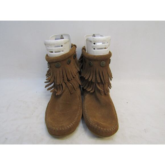 Minnetonka Womens Size 6 Brown Suede Fringe Ankle Fashion Boots Bootie - Picture 5 of 11